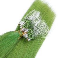 25 x Micro Ring / Loop - Grün - Hair Extensions 100% Echthaar - NOVON EXTENTIONS