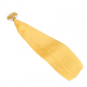 25 x Micro Ring / Loop - Yellow - Hair Extensions 100% Echthaar - NOVON EXTENTIONS