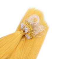 25 x Micro Ring / Loop - Yellow - Hair Extensions 100% Echthaar - NOVON EXTENTIONS