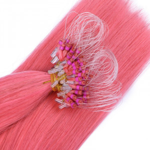 25 x Micro Ring / Loop - Pink - Hair Extensions 100% Echthaar - NOVON EXTENTIONS