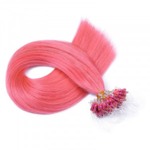 25 x Micro Ring / Loop - Pink - Hair Extensions 100% Echthaar - NOVON EXTENTIONS