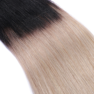 25 x Keratin Bonding Hair Extensions - 1b/Grey Ombre - 100% Echthaar - NOVON EXTENTIONS