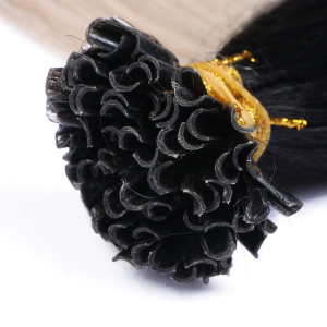 25 x Keratin Bonding Hair Extensions - 1b/Grey Ombre - 100% Echthaar - NOVON EXTENTIONS