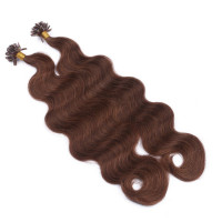 25 Keratin Bonding Hair Extensions - 4 Schokobraun - GEWELLT 100% Echthaar 1g Strähne - NOVON EXTENTIONS 50cm