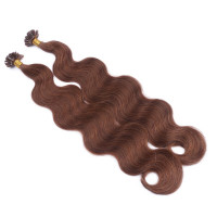 25 Keratin Bonding Hair Extensions - 6 Braun - GEWELLT 100% Echthaar 1g Strähne - NOVON EXTENTIONS 50cm