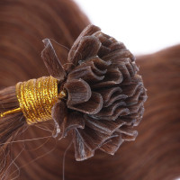 25 Keratin Bonding Hair Extensions - 6 Braun - GEWELLT 100% Echthaar 1g Strähne - NOVON EXTENTIONS 50cm