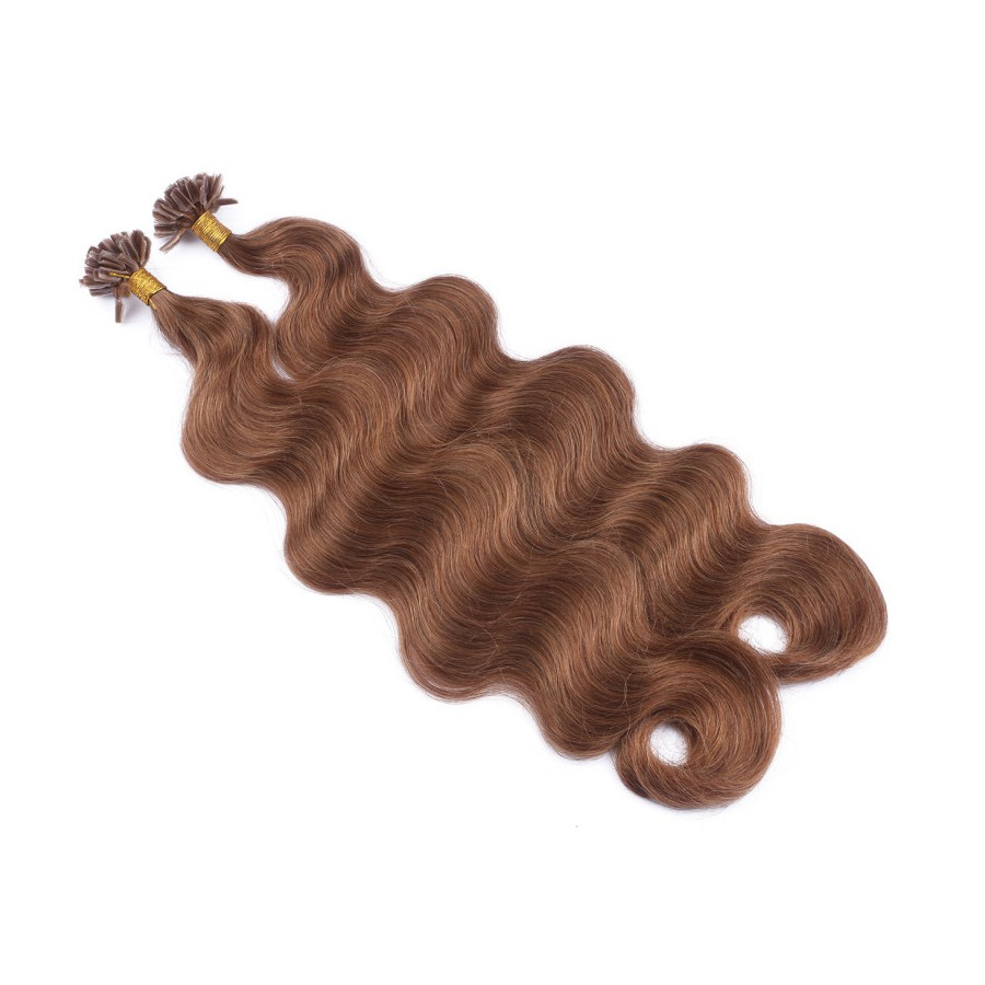 25 Keratin Bonding Hair Extensions - 8 Goldbraun - GEWELLT 1