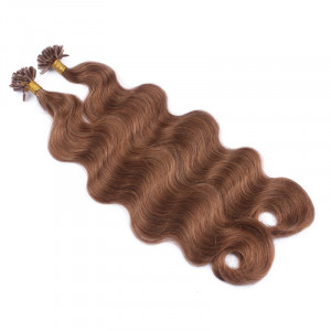 25 Keratin Bonding Hair Extensions - 8 Goldbraun - GEWELLT 100% Echthaar 1g Strähne - NOVON EXTENTIONS 50cm