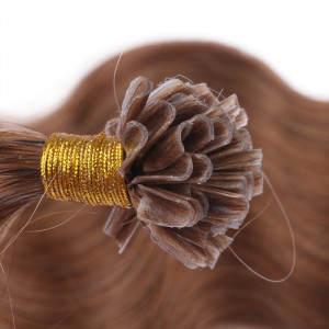 25 Keratin Bonding Hair Extensions - 8 Goldbraun - GEWELLT 100% Echthaar 1g Strähne - NOVON EXTENTIONS 50cm