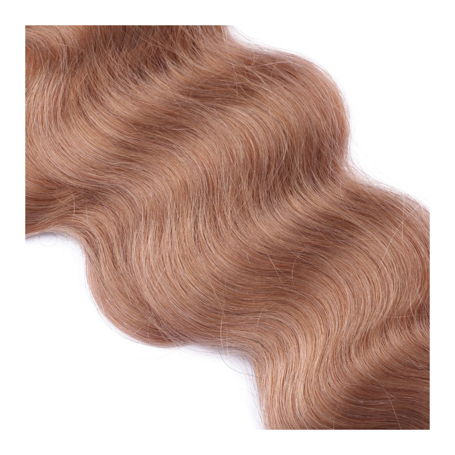 25 Keratin Bonding Hair Extensions - 12 Hellbraun - GEWELLT 