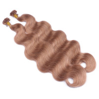 25 Keratin Bonding Hair Extensions - 12 Hellbraun - GEWELLT 100% Echthaar 1g Strähne - NOVON EXTENTIONS 60cm