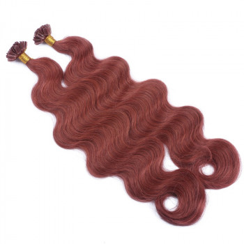 25 Keratin Bonding Hair Extensions - 14 Rot - GEWELLT 100% Echthaar 1g Strähne - NOVON EXTENTIONS 50cm