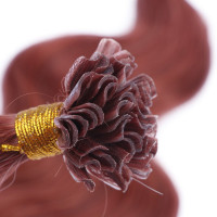 25 Keratin Bonding Hair Extensions - 14 Rot - GEWELLT 100% Echthaar 1g Strähne - NOVON EXTENTIONS 50cm