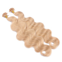 25 Keratin Bonding Hair Extensions - 18 Naturaschblond - GEWELLT 100% Echthaar 1g Strähne - NOVON EXTENTIONS 60cm