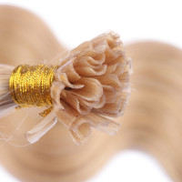 25 Keratin Bonding Hair Extensions - 18 Naturaschblond - GEWELLT 100% Echthaar 1g Strähne - NOVON EXTENTIONS 60cm