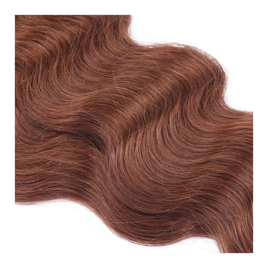 Bonding Extensions #33 Rotbraun gewellt aus Remy-Echthaar