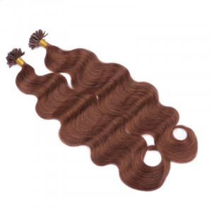 25 Keratin Bonding Hair Extensions - 33 Rotbraun - GEWELLT 100% Echthaar 1g Strähne - NOVON EXTENTIONS 60cm