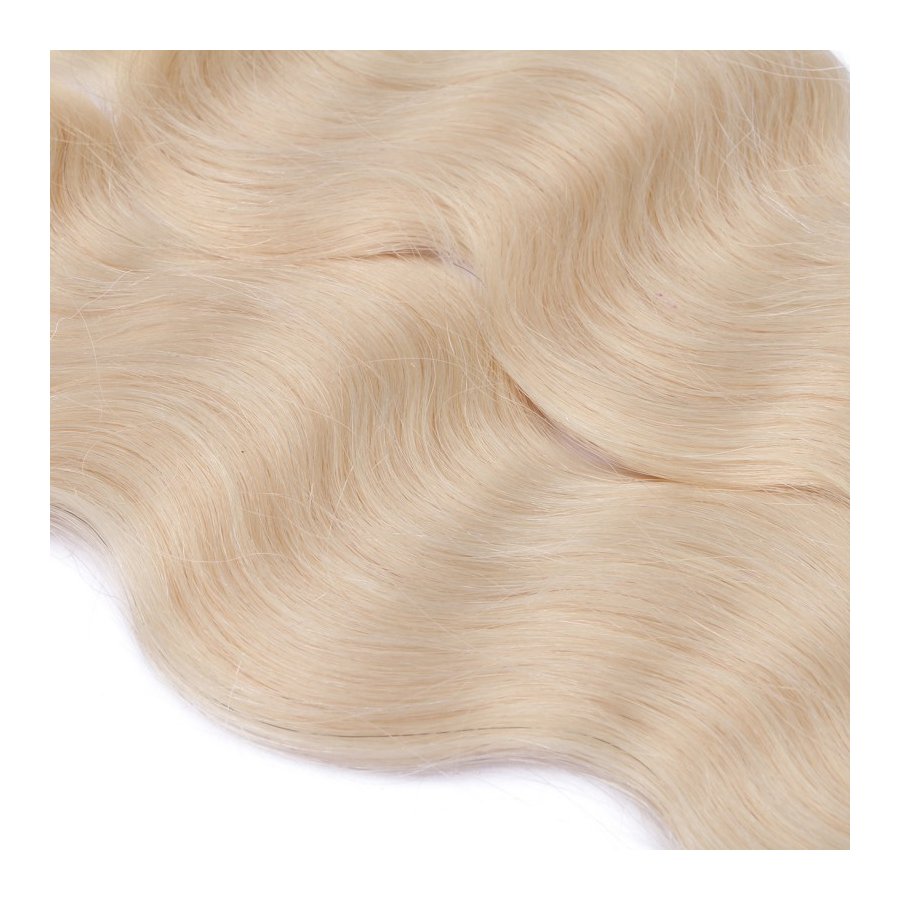 Bonding Extensions #60 Weissblond gewellt aus Remy-Echthaar