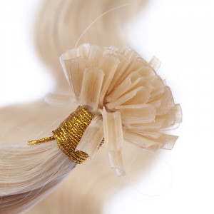 25 Keratin Bonding Hair Extensions - 60 Weissblond - GEWELLT 100% Echthaar 1g Strähne - NOVON EXTENTIONS 60cm