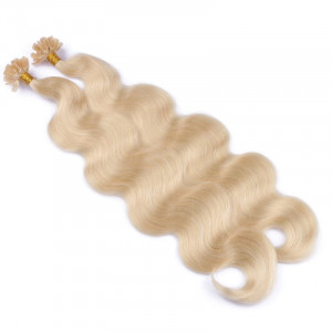 25 Keratin Bonding Hair Extensions - 613 Helllichtblond - GEWELLT 100% Echthaar 1g Strähne - NOVON EXTENTIONS 60cm