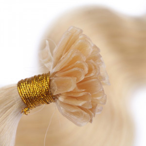 25 Keratin Bonding Hair Extensions - 613 Helllichtblond - GEWELLT 100% Echthaar 1g Strähne - NOVON EXTENTIONS 60cm