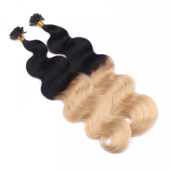 25 Keratin Bonding Hair Extensions - 1b/24 Ombre - GEWELLT 100% Echthaar 1g Strähne - NOVON EXTENTIONS