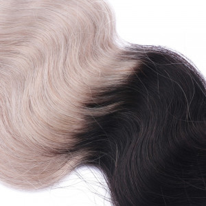 25 Keratin Bonding Hair Extensions - 1b/Grey Ombre - GEWELLT 100% Echthaar 1g Strähne - NOVON EXTENTIONS 50cm
