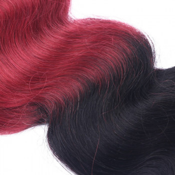 25 Keratin Bonding Hair Extensions - 1b/Burg Ombre - GEWELLT 100% Echthaar 1g Strähne - NOVON EXTENTIONS 50cm