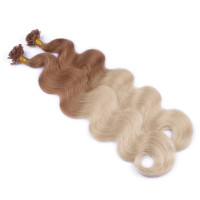 25 Keratin Bonding Hair Extensions - 12/60 Ombre - GEWELLT 100% Echthaar 1g Strähne - NOVON EXTENTIONS 50cm