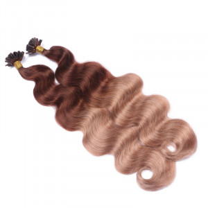 25 Keratin Bonding Hair Extensions - 4/27 Ombre - GEWELLT 100% Echthaar 1g Strähne - NOVON EXTENTIONS 50cm