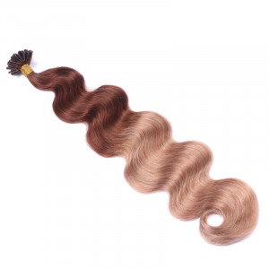 25 Keratin Bonding Hair Extensions - 4/27 Ombre - GEWELLT 100% Echthaar 1g Strähne - NOVON EXTENTIONS 50cm