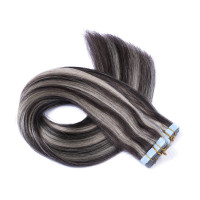 10 x Tape In - 1b/Grey Geträhnt - Hair Extensions - 2,5g - NOVON EXTENTIONS