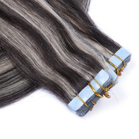 10 x Tape In - 1b/Grey Geträhnt - Hair Extensions - 2,5g - NOVON EXTENTIONS