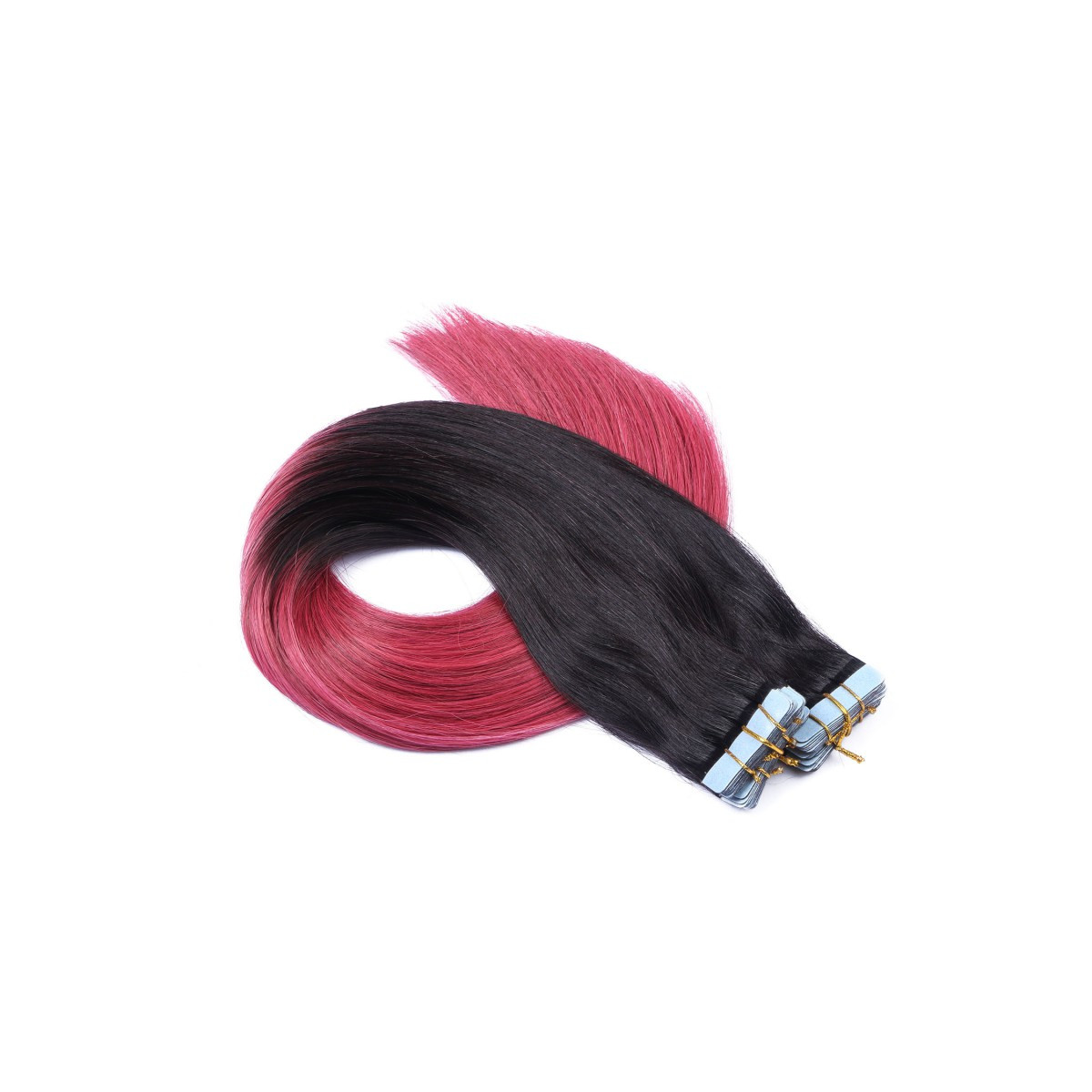 10 x Tape In - 1b/Burg Ombre - Hair Extensions - 2,5g -...
