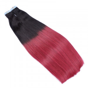 10 x Tape In - 1b/Burg Ombre - Hair Extensions - 2,5g - NOVON EXTENTIONS