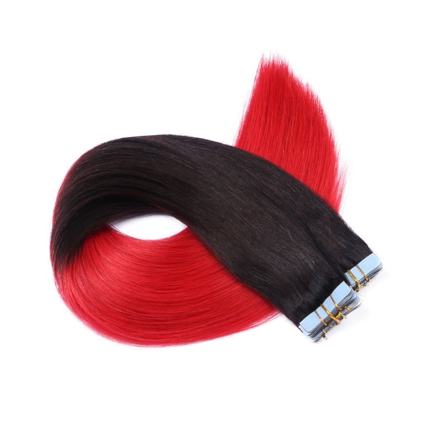 Tape Extensions #1B/RED Ombre aus Remy-Echthaar