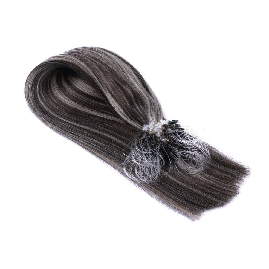 Microring Extensions #1B/Grau Gesträhnt aus Remy-Echthaar