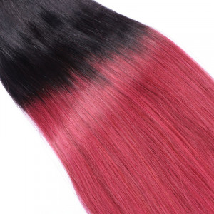 25 x Micro Ring / Loop - 1B/Burg Ombre - Hair Extensions 100% Echthaar - NOVON EXTENTIONS