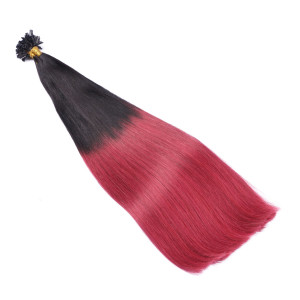 25 x Keratin Bonding Hair Extensions - 1b/Burg Ombre - 100% Echthaar - NOVON EXTENTIONS