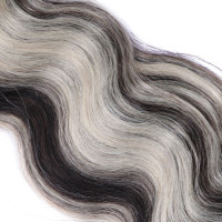 25 Keratin Bonding Hair Extensions - 1b/Grey Gesträhnt - GEWELLT 100% Echthaar 1g Strähne