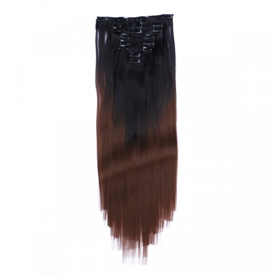 Clip-In Extensions #1B/27 Ombre aus Thermofiber-Synthetikhaar