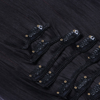 #1B/Burg Ombre - Clip-In Hair Extensions / 8 Tressen / Haarverlängerung XXL Komplettset