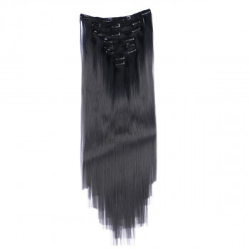 #1B/Dark Grey Ombre - Clip-In Hair Extensions / 8 Tressen / Haarverlängerung XXL Komplettset