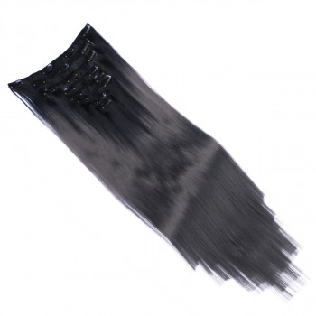 #1B/Dark Grey Ombre - Clip-In Hair Extensions / 8 Tressen / Haarverlängerung XXL Komplettset