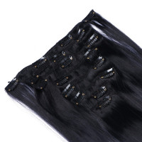 #1B/Grey Ombre - Clip-In Hair Extensions / 8 Tressen / Haarverlängerung XXL Komplettset