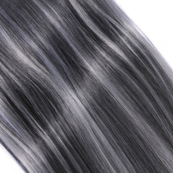 #1B/Grey Gesträhnt - Clip-In Hair Extensions / 8 Tressen / Haarverlängerung XXL Komplettset