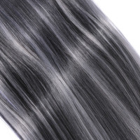 #1B/Grey Gesträhnt - Clip-In Hair Extensions / 8 Tressen / Haarverlängerung XXL Komplettset
