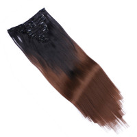 #1B/27 Ombre - Clip In Extensions / 8 Tressen / Haarverlängerung XXL Komplettset 50 cm - Glatt