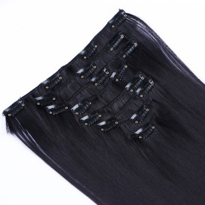 #1B/Burg Ombre - Clip In Extensions / 8 Tressen / Haarverlängerung XXL Komplettset 60 cm - Glatt