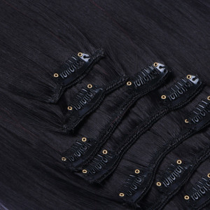 #1B/Burg Ombre - Clip In Extensions / 8 Tressen / Haarverlängerung XXL Komplettset 60 cm - Glatt